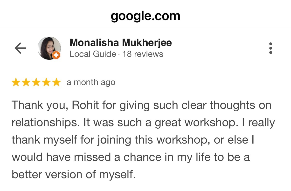 Five star Google review from client praising Rohit J Bhandarii 1