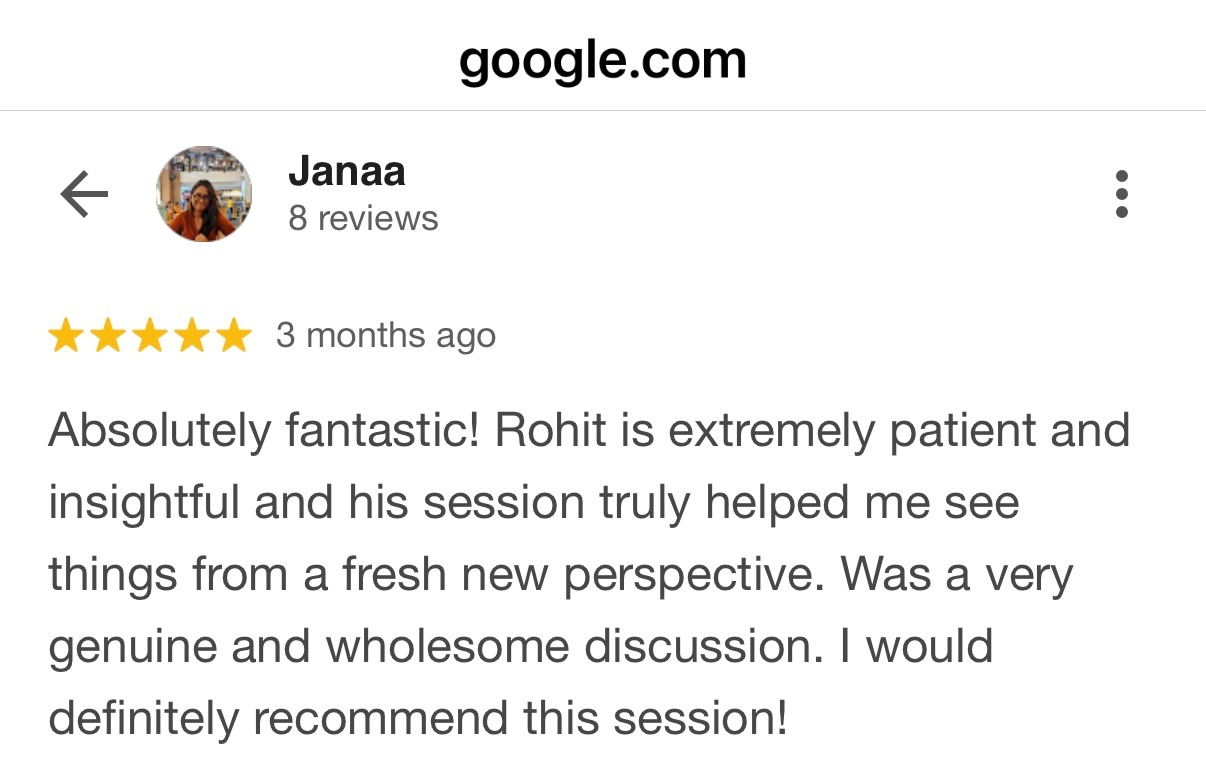 Five star Google review from client praising Rohit J Bhandarii 10