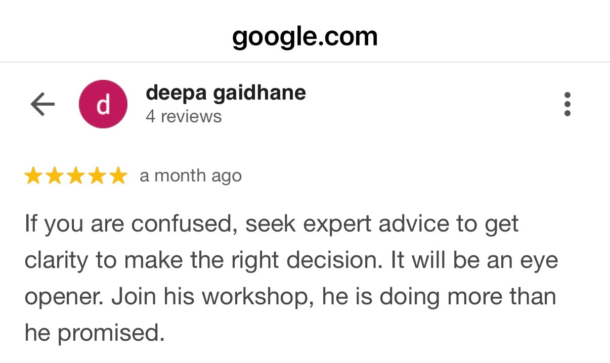 Five star Google review from client praising Rohit J Bhandarii 12