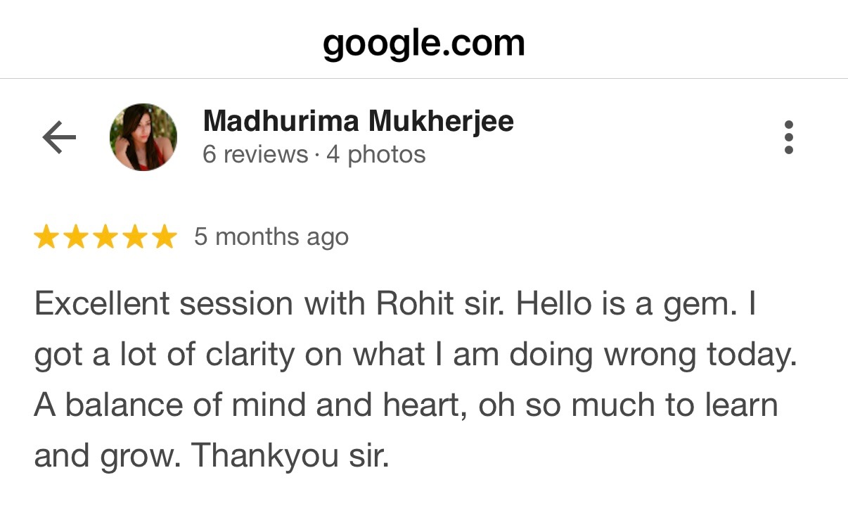 Five star Google review from client praising Rohit J Bhandarii 14