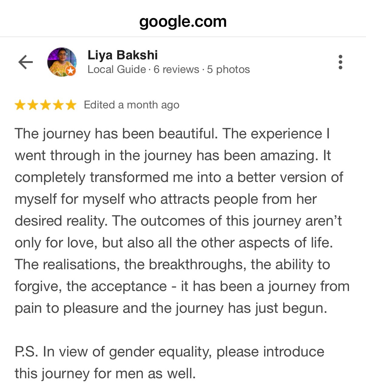 Five star Google review from client praising Rohit J Bhandarii 16