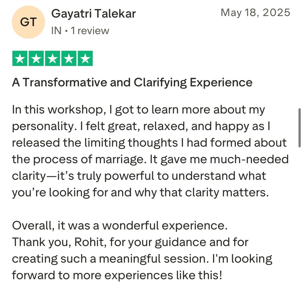 Five star Trustpilot review from client praising Rohit J Bhandarii 13