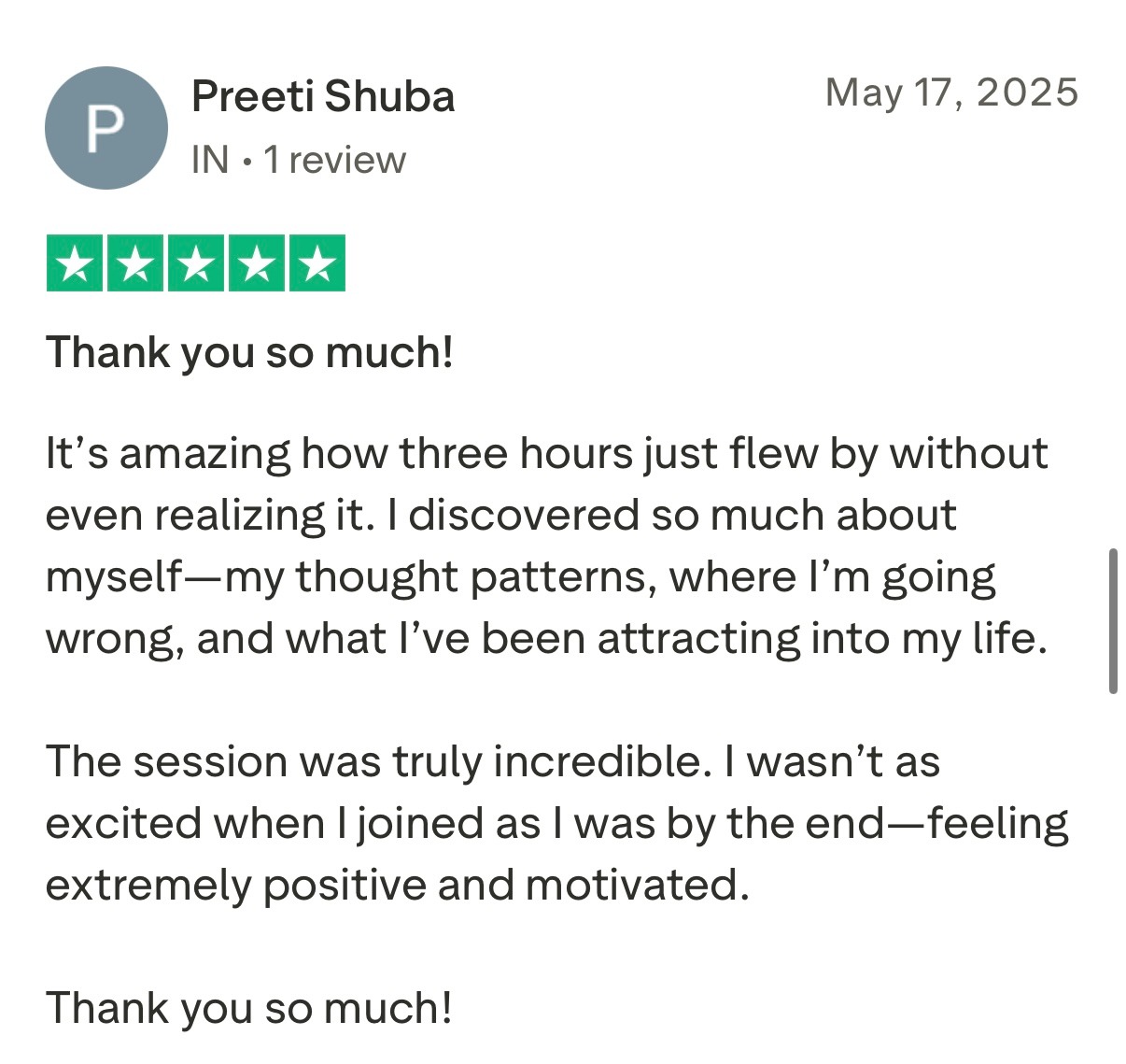 Five star Trustpilot review from client praising Rohit J Bhandarii 14