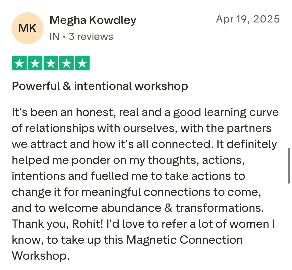 Five star Trustpilot review from client praising Rohit J Bhandarii 17