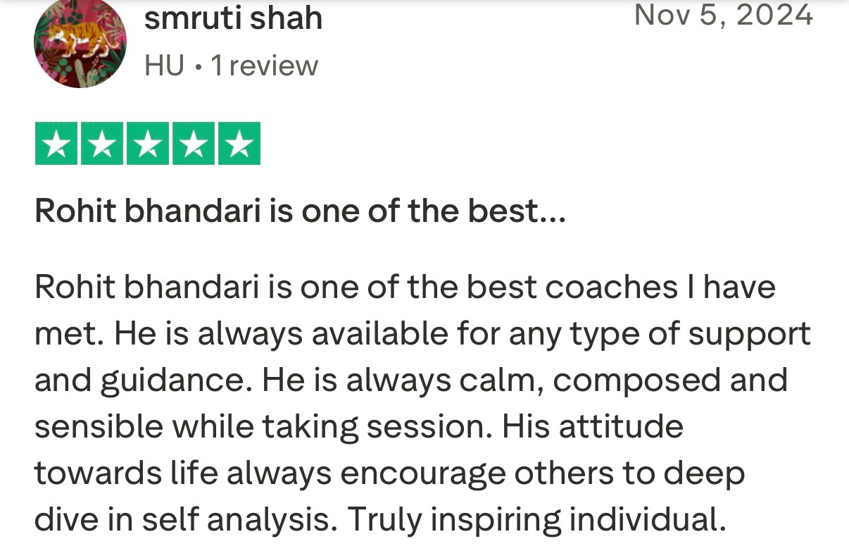 Five star Trustpilot review from client praising Rohit J Bhandarii 22