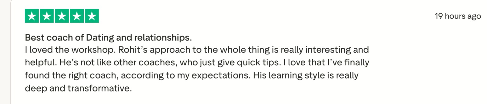 Five star Trustpilot review from client praising Rohit J Bhandarii 25