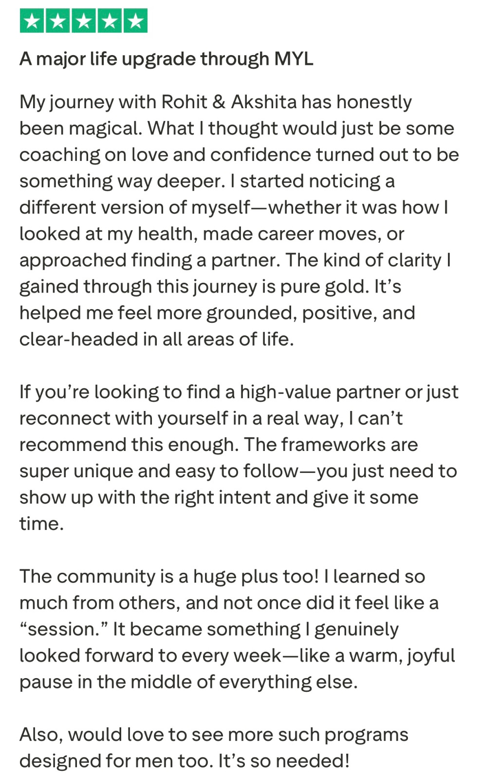 Five star Trustpilot review from client praising Rohit J Bhandarii 28