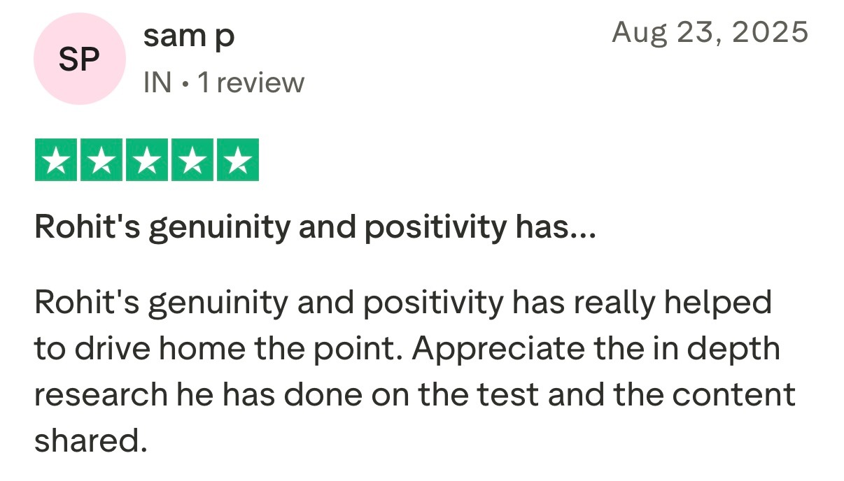 Five star Trustpilot review from client praising Rohit J Bhandarii 34